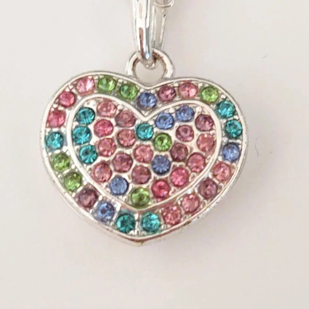 Pastel multi color crystal heart pendant necklace